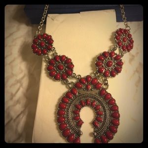 Beaded Red and Silver Necklace
